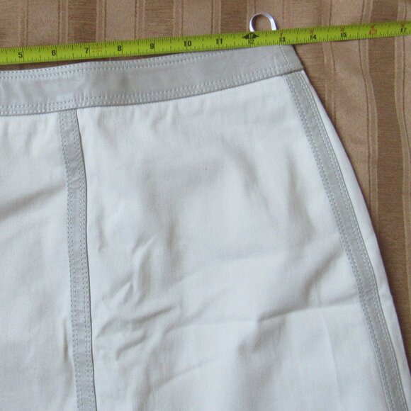 Belstaff Pencil Skirt, Leather Trim, Beige, sz.S, waist 26in,lined, cotton blend - Picture 8 of 8